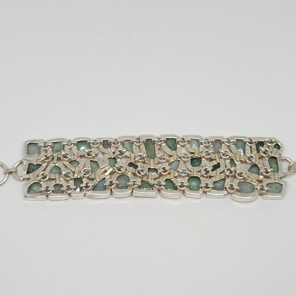 Tennis Bracelet Heart Shape Blue Aquamarine 925 Sterling  Aquamarine Sterling Bracelet